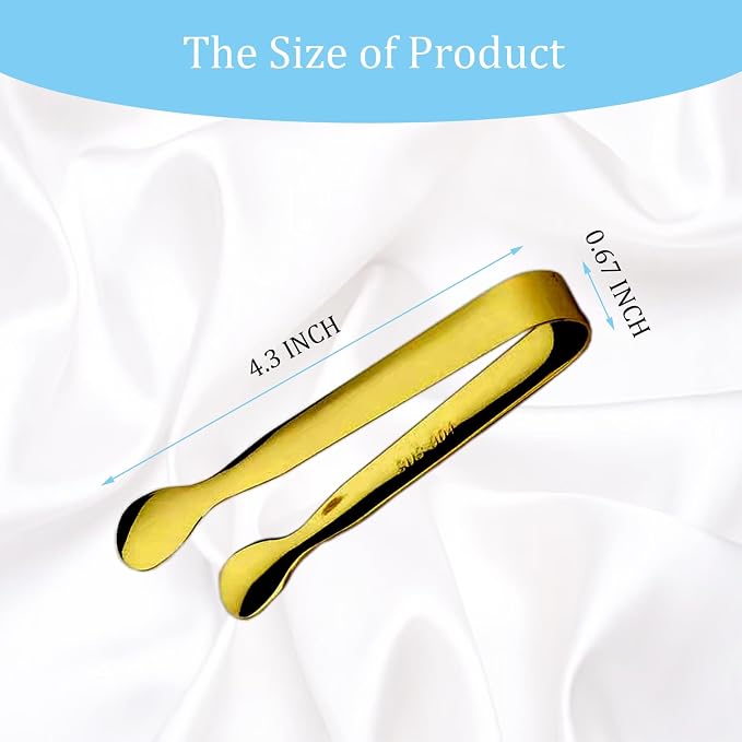 15PCS Mini Tongs for Serving, Metal Tong Stainless Steel Gold Tongs, 4.25Inch - Image 2