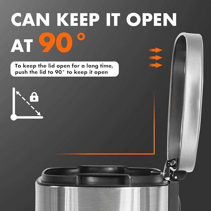 FDW | 8 Gallon Trash Can with Lid | Stainless Steel | Fingerprint Proof | Made - Image 2