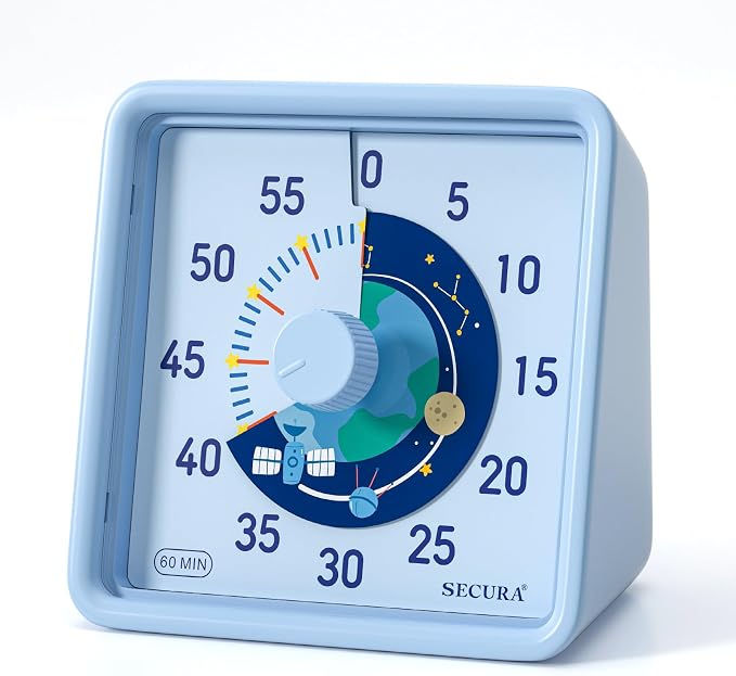 Secura 60-Minute Visual Timer for Kids, Time Clocks, Countdown Timer for Office by Secura