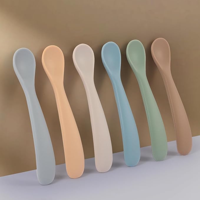 Eascrozn Baby Spoons, 6 Pack First Stage Silicone Feeding Spoons, Soft Tip - Image 4