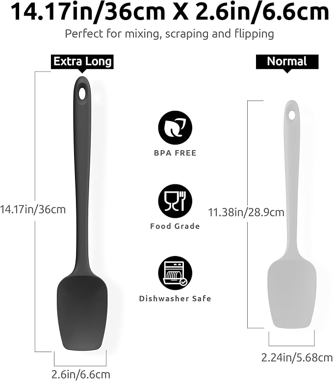 U-Taste Extra-Long 600ºF Heat Resistant Spatula Spoon: 14" Silicone Spoonula - Image 2