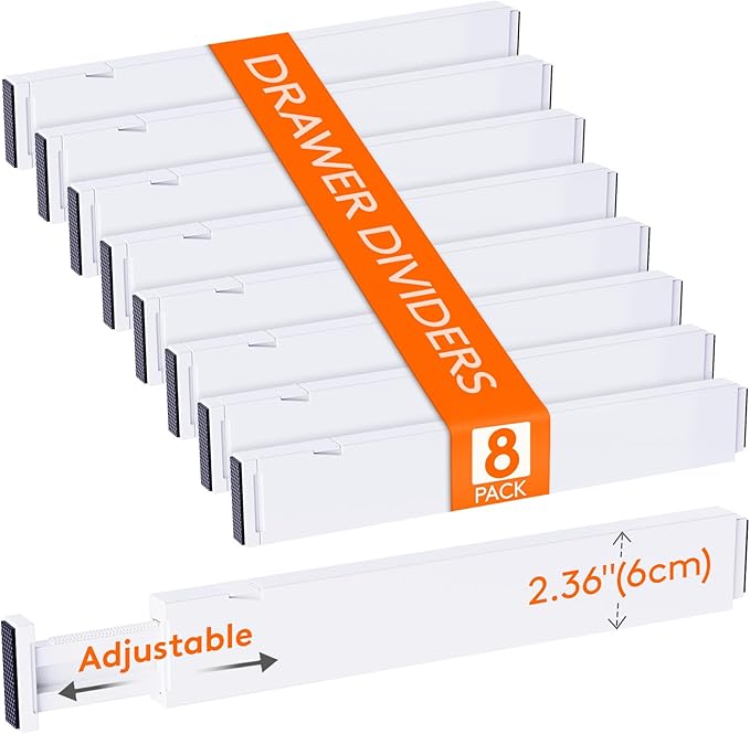 Lifewit 8 Pack 2.36" High Drawer Dividers 40-56cm/16-22 Adjustable Drawer by Lifewit