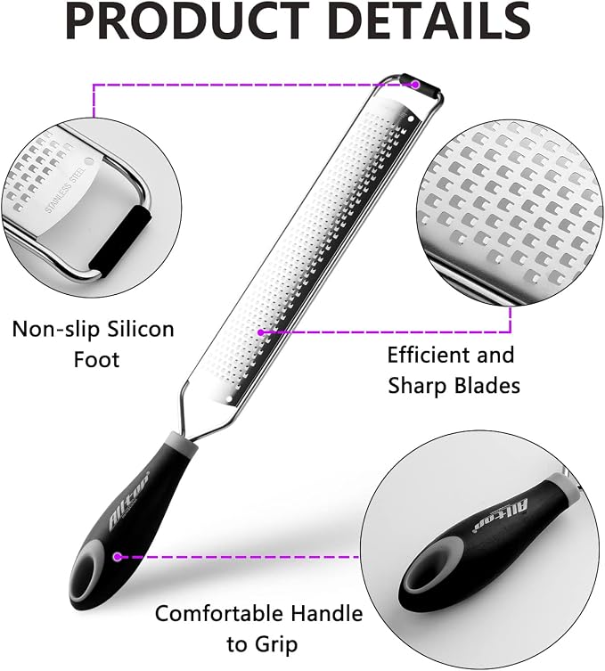 ALLTOP Lemon Zester, Hand-held Stainless Steel Food Grater, Pro Kitchen Tool - Image 7