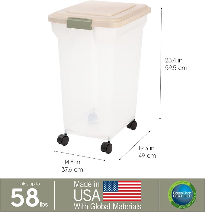 IRIS USA Dog Food Storage Container 58 lbs, Attachable Wheels, - Image 3