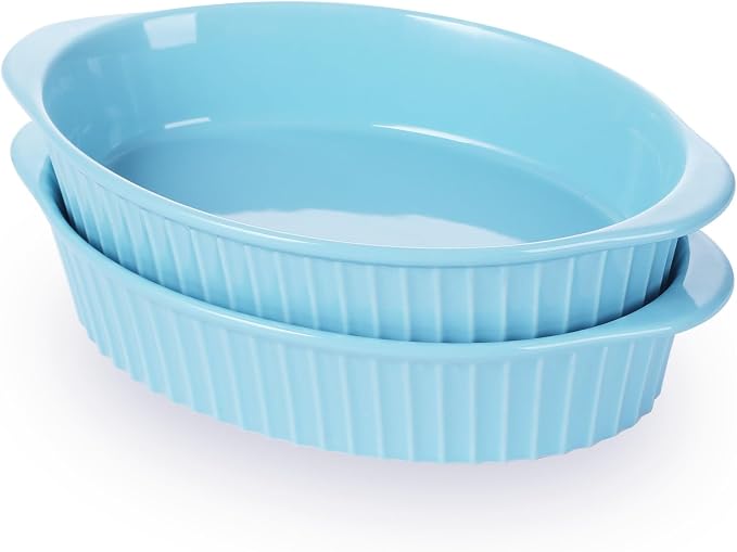 LEETOYI Porcelain Small Oval Au Gratin Pans, Baking Dish Set by LEETOYI