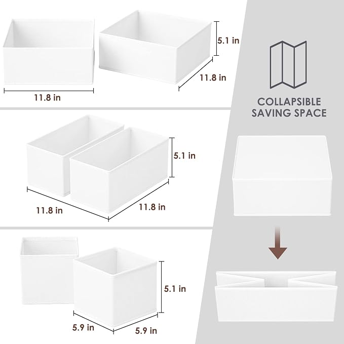 Criusia 6 Pack Clothes Drawer Organizer, Fabric Foldable Closet Dresser Drawer - Image 3
