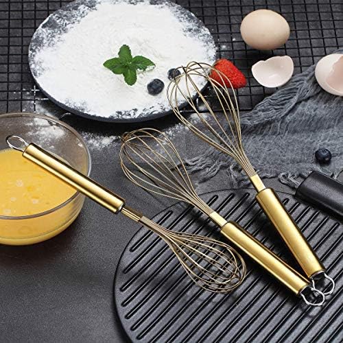 Berglander Gold Whisk Pack of 3 Stainless Steel 8",10",12", Titianium