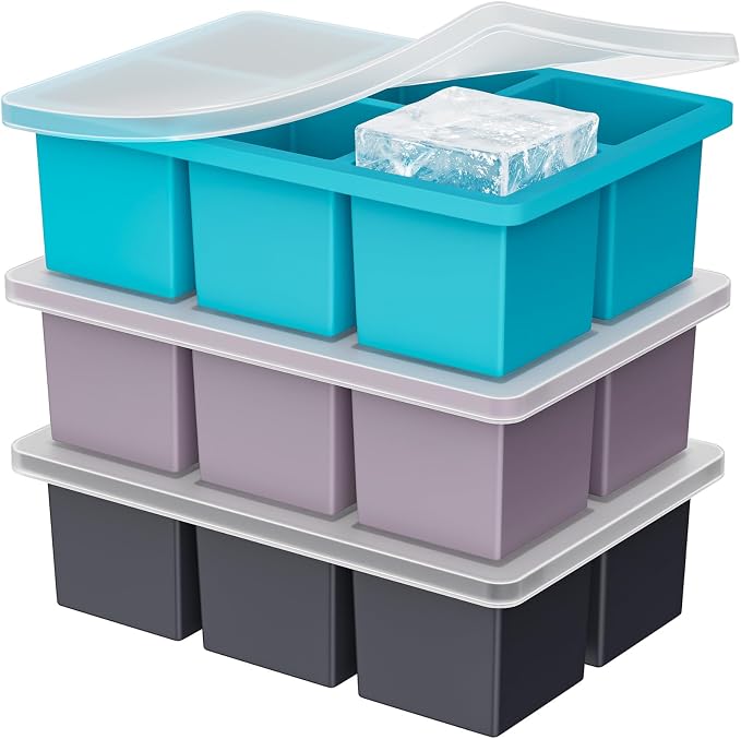 Large Ice Cube Tray for Whiskey: 2inch Big Silicone Ice Trays by GGUW