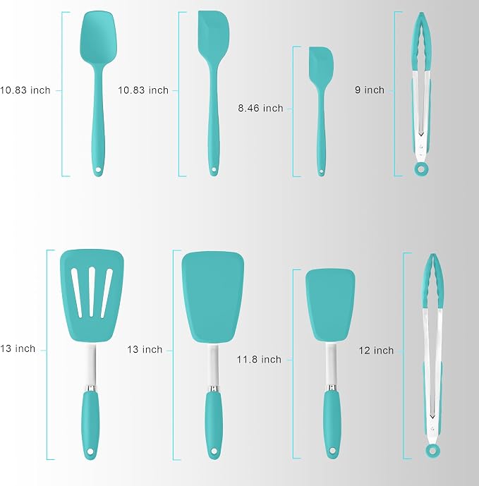 Silicone Spatulas Set Turners Tongs Cooking Utensils Set High Heat Resistant - Image 2