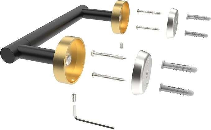 RARXTR Black and Gold Toilet Paper Holder SUS304 Stainless Steel Double Post - Image 5