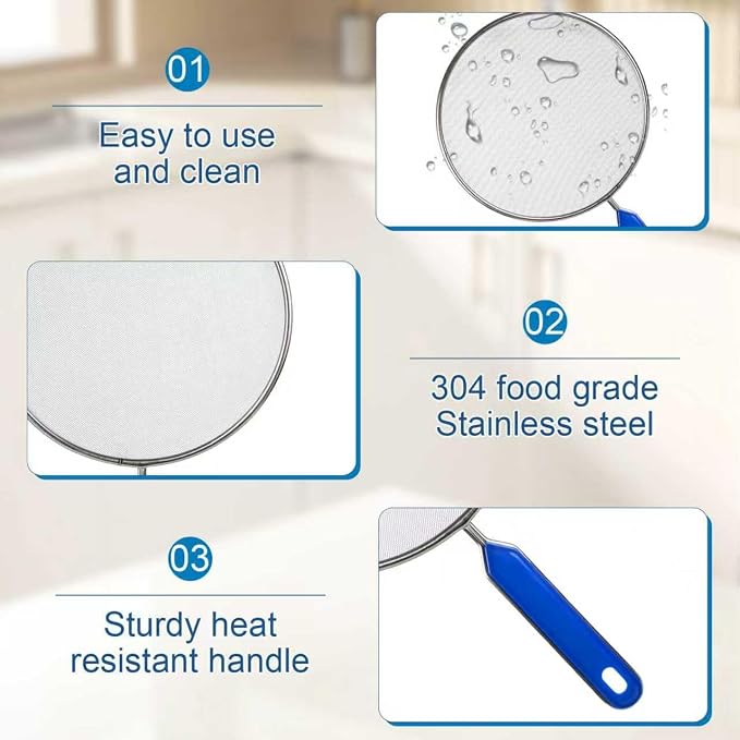 Splatter Screen for Frying Pan, 8 Inch Stainless Steel Small Grease Splatter - Image 3