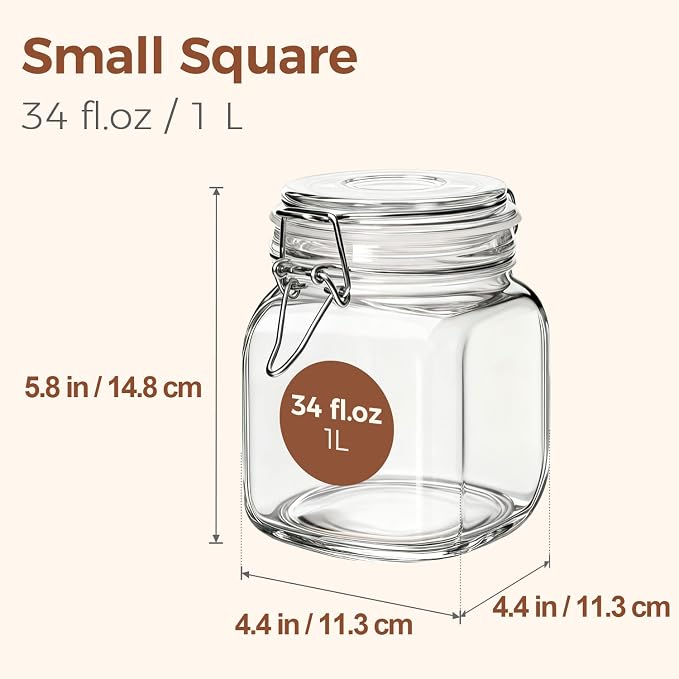 ComSaf 3-Pack Square Glass Coffee Canisters - Image 4