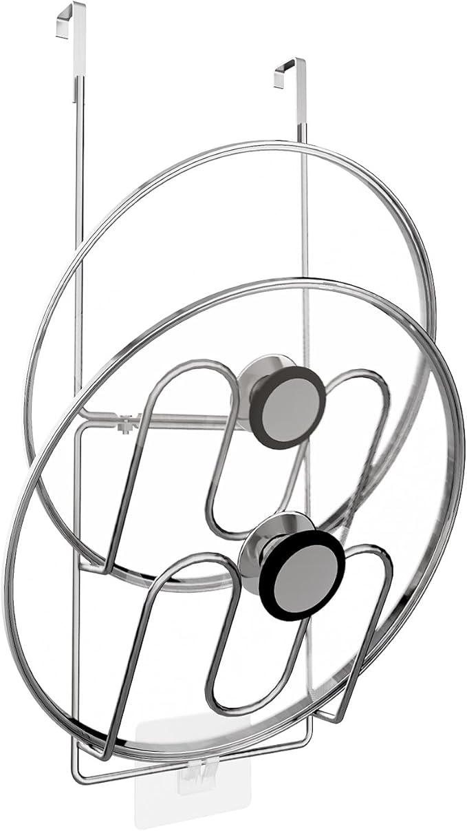 Over Cabinet Door Pot Lid Organizer, 2-Tier Stainless Steel Pan Cover Rack by Unknown