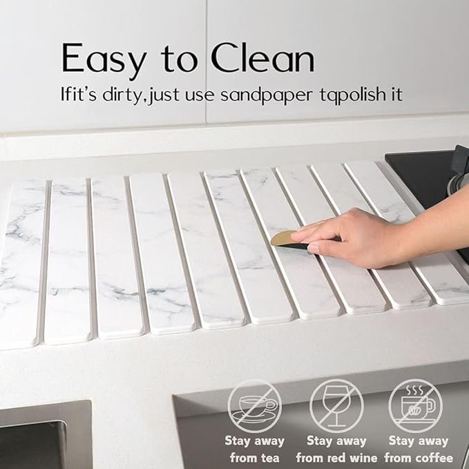 Dish Drying Mats, Large 24x16 Inch Diatomaceous Earth Drying Mat / - Image 6