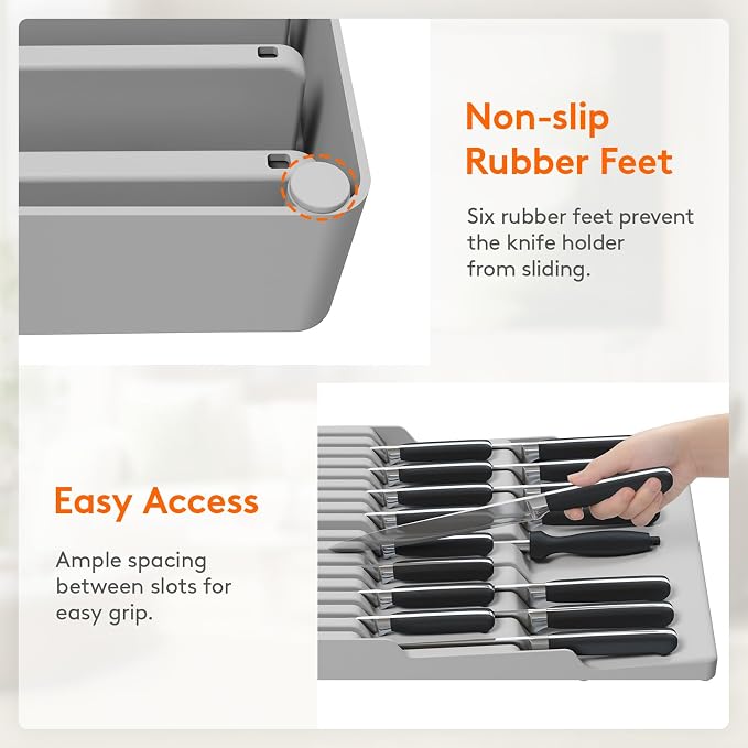 Lifewit Magnetic Drawer Knife Organizers Insert, Kitchen Plastic In Drawer - Image 6