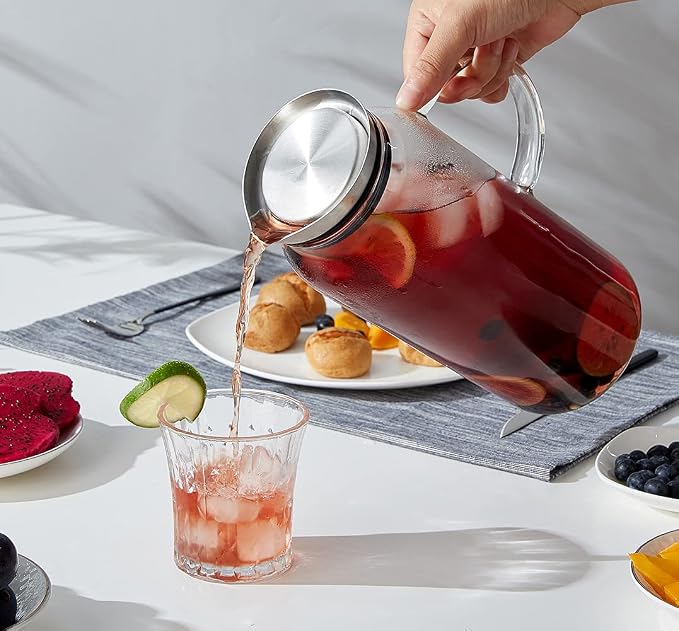 68 Ounces Glass Pitcher with Lid, Hot/Cold Water jug - Image 11