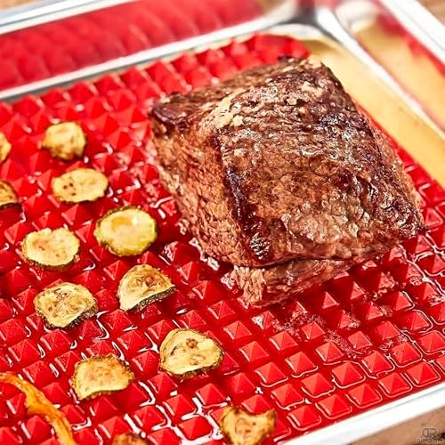 Red Silicone Baking Mat, 16 x 11.42 In, Non-Stick, Pyramid Design