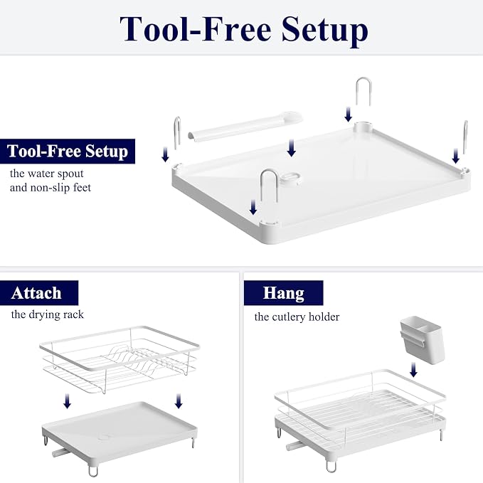 Kitsure Dish Drying Rack for Kitchen Counter, Stainless Steel Sink Organization - Image 3