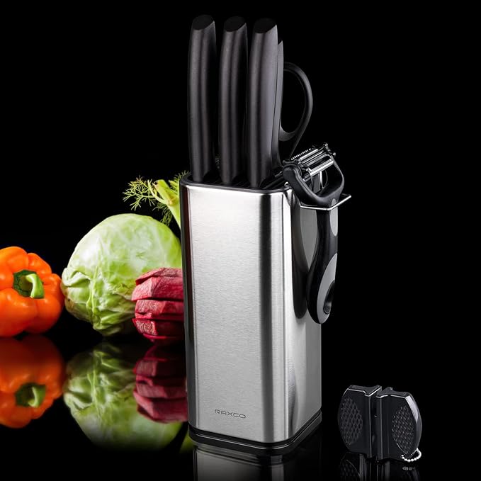 RAXCO Knife Set with Block, 10-Piece Kitchen Knives Stainless Steel, - Image 2