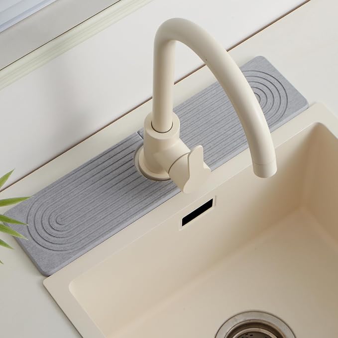 Stone Faucet Mat for Kitchen Sink, Faucet Mat Fast Drying Diatomite, Sink by FATILINHOME