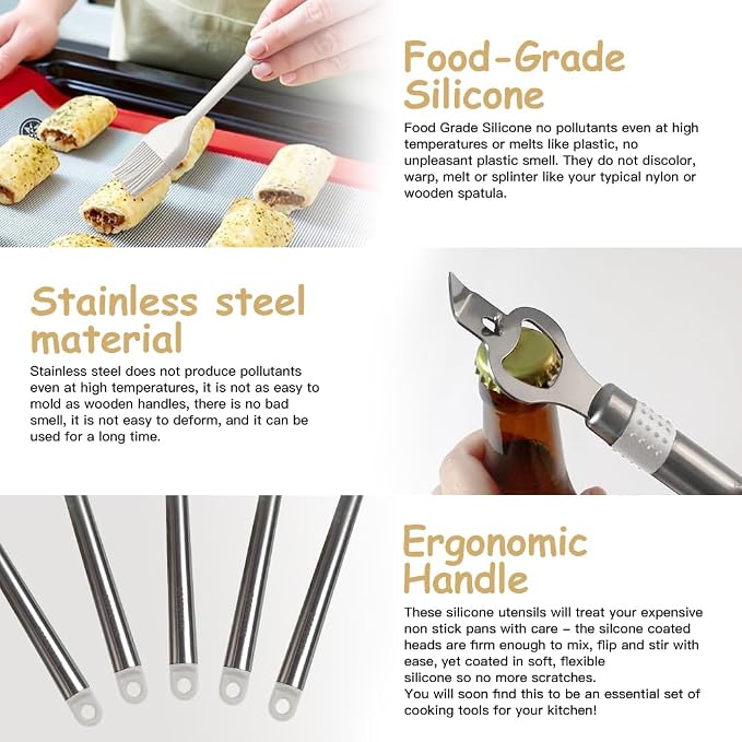 Kitchen Utensil Set-Silicone Cooking Utensils-33 Kitchen Gadgets & Spoons - Image 5