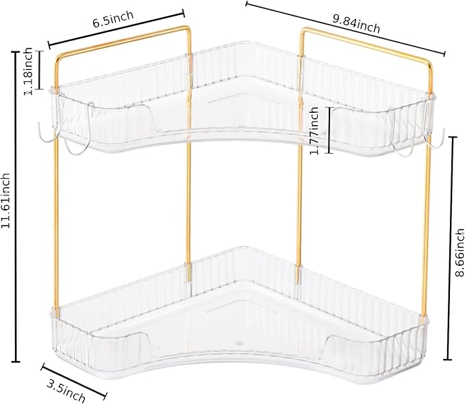 2-Tier Corner Bathroom Organizer Countertop - Image 2