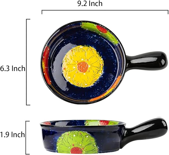 Vintage Style Pottery Bakeware Colorful Daisy Pattern Ceramic Casserole Dish - Image 2
