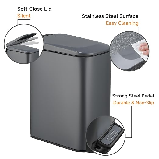 TIPGO Slim Bathroom Trash Can - Image 3