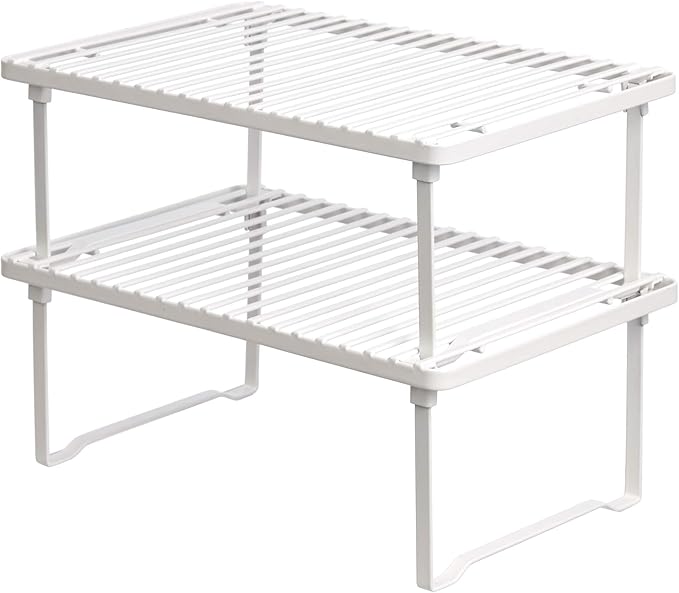 Amazon Basics Space-Saving Stackable Metal Kitchen Cabinet Organizer Shelves by AmazonBasics