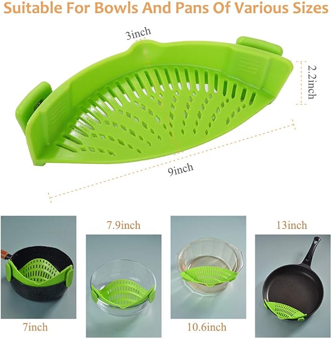 YEVIOR Clip on Strainer for Pots Pan Pasta, Silicone Food Strainer Hands-Free - Image 5