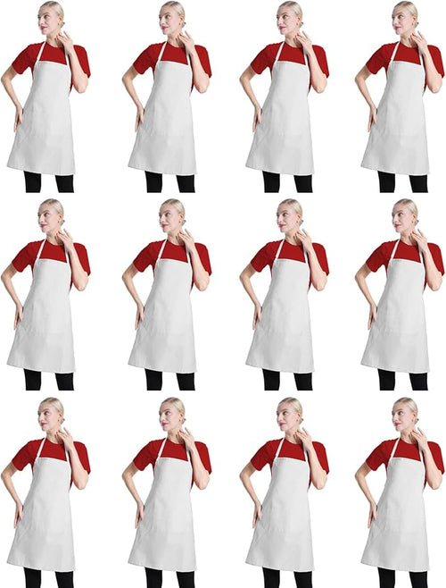 12 Pcs Bib Bulk White Aprons for Women Men Adult Girls Unisex by TSDSTORY