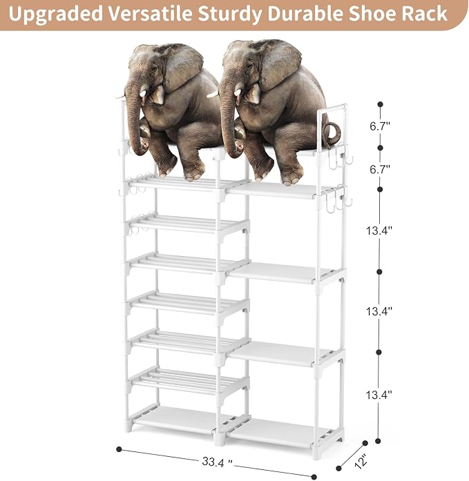 ROJASOP White Shoe Rack, Tall Metal Shoe Rack Organizer - Image 3