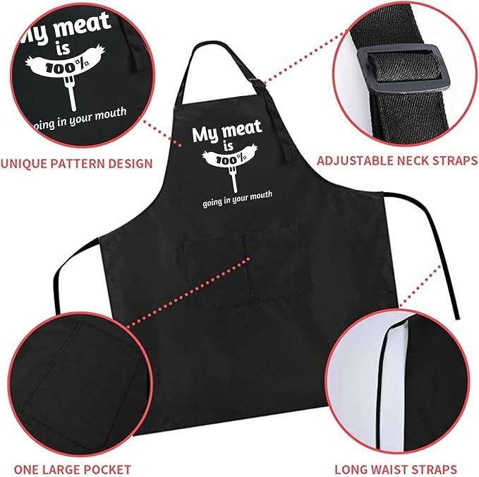 Rosoz Funny BBQ Black Chef Aprons - Image 3