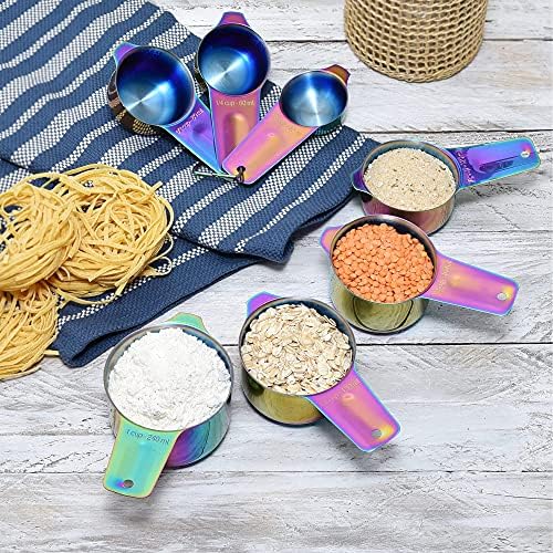 Kich 14 Piece Iridescent Rainbow Stainless Steel Measuring Cups and