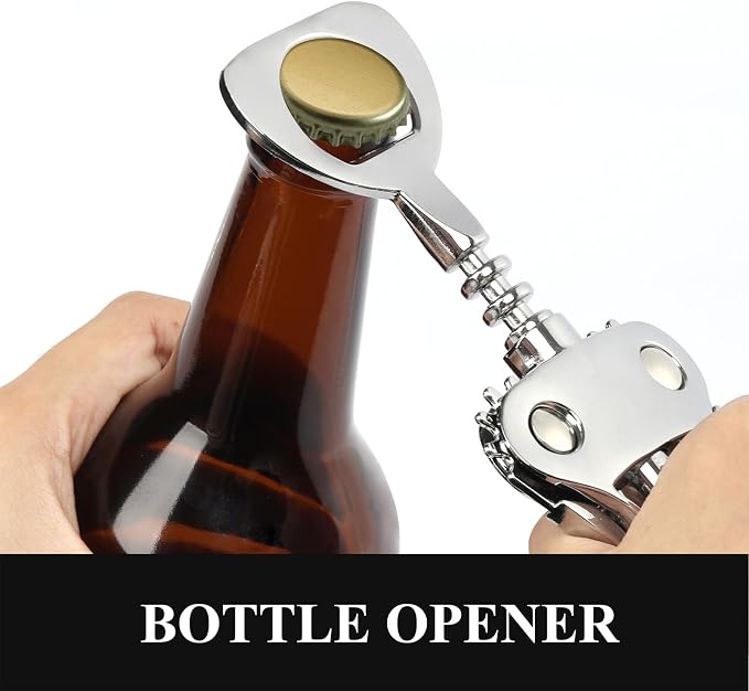 KORCCI Wine Opener, Heavy-Duty Zinc Alloy Wing Corkscrew, Premium Beer Bottle - Image 3
