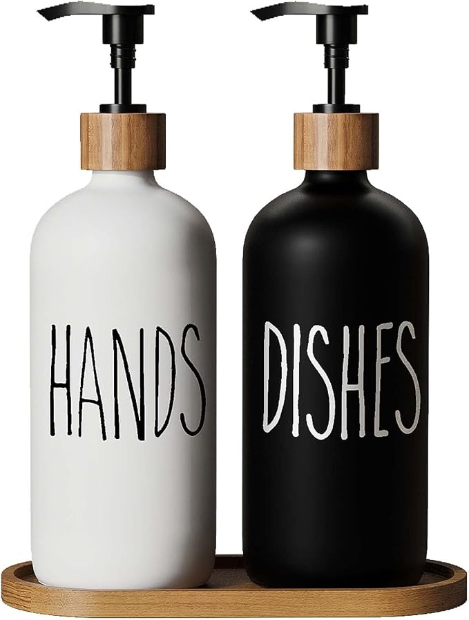 Dish Soap Dispenser for Kitchen Sink.Glass Hand Soap Dispenser, Modern by Aeakey