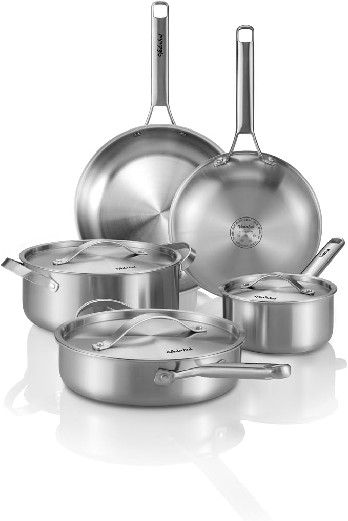 Stainless Steel Cookware Set, PFOA&PTFE Free, Dishwasher&Oven Safe, Kitchen by VEDNHOL