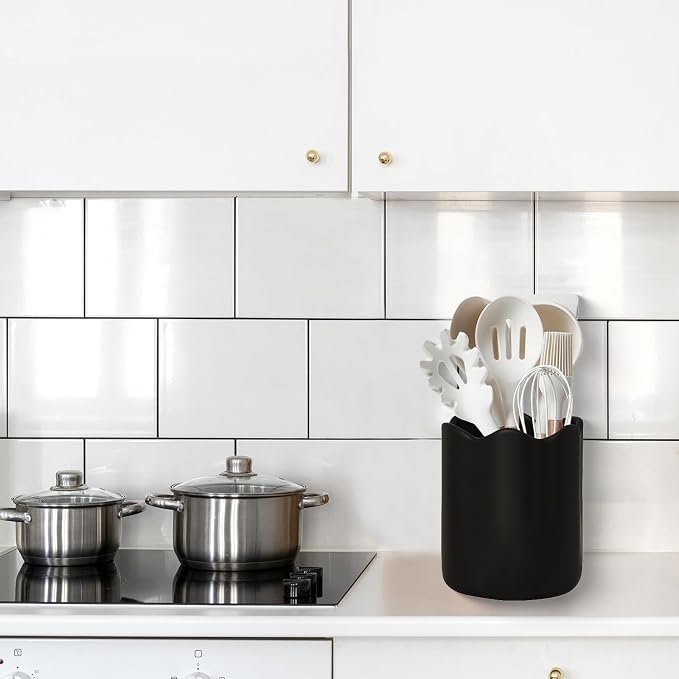 Large Utensil Holder for Kitchen Counter, Ceramic Kitchen Utensil Crock - Image 2