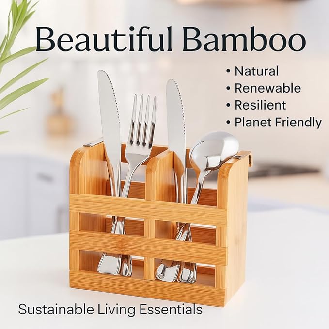 HIC Kitchen Dish Rack Caddy for Folding Dish Drying Rack, Natural Bamboo - Image 5