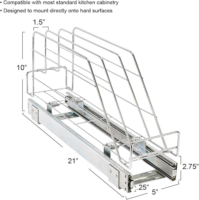 Household Essentials Glidez Multipurpose Chrome-Plated Steel Pull-Out/Slide-Out - Image 4