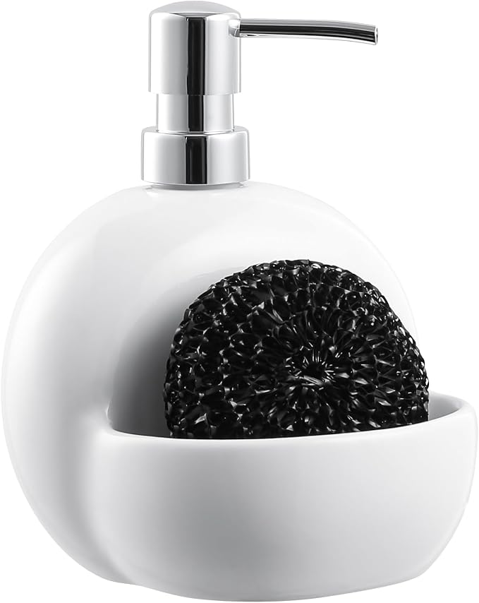 RQYIXI Soap Dispenser with Sponge Holder Ceramic Hand and Dish Soap Dispenser by RQYIXI
