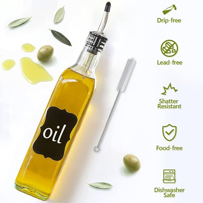 Showvigor Olive Oil Dispenser, 17oz/500ml Square Tall Glass Container - Image 6
