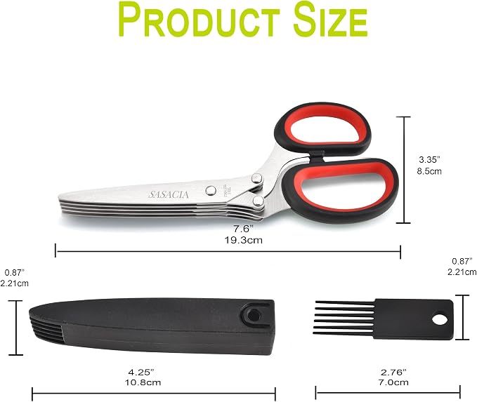 Herb Scissors with 5 Blades & Cleaning Kit, Stainless Steel Kitchen Shears - Image 8