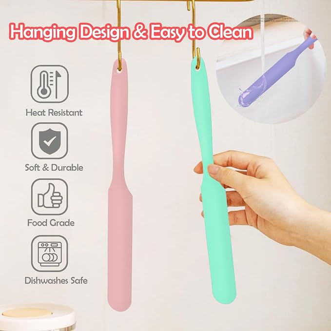 4Pcs Jar Spatula Silicone Long Scraper, Food-grade Cream Spatulas, - Image 4