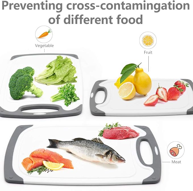 Cutting Boards for Kitchen, Plastic Chopping Board Set of 4 - Image 3