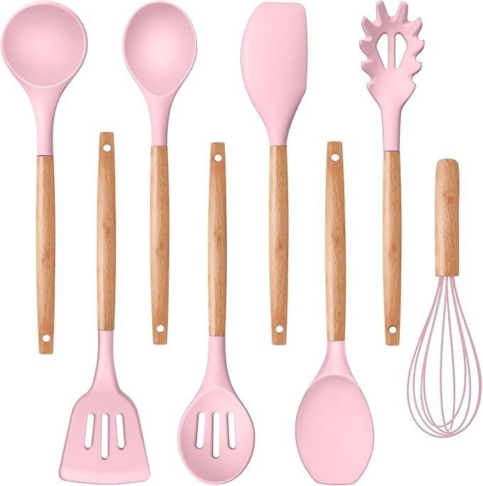 P&P CHEF Silicone Cooking Utensils Set, 8-Piece Kitchen Cooking Utensil by PPCHEF