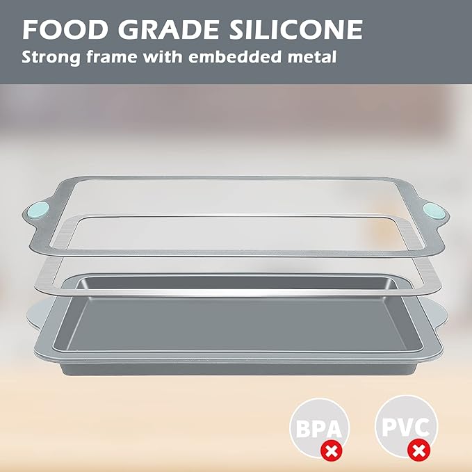 Webake Silicone Sheet Cake Pan, 14 Inch Silicone Sheet Pans 2 Pack Cookie Sheet - Image 2
