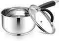 E-far 2 Quart Saucepan with Lid, Tri-Ply Base Stainless Steel Small Sauce Pan by E-far