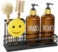 Moforoco Kitchen Dish Soap Dispenser Set, 16OZ Glass Bottle, Hand and Dish Soap by MOFOROCO