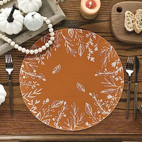 Artoid Mode Eucalyptus Leaves Round Fall Placemats Set of 6-14 Inch